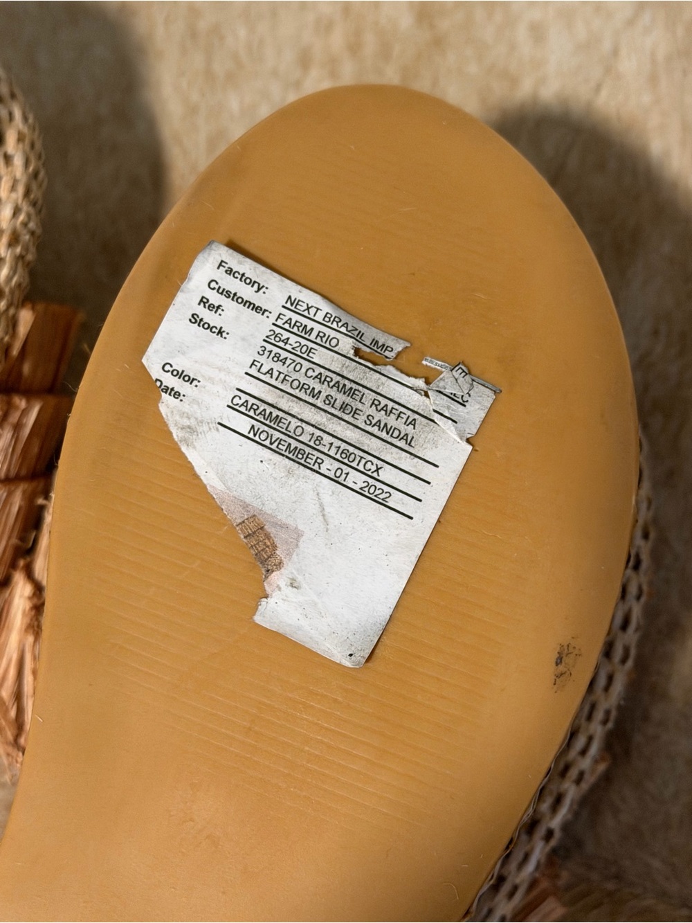 FARM Rio Tan Raffia Fringe Slide Sandals-Approx Size 8 - Picture 8 of 8
